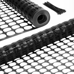 Ohuhu front view of rolled black garden fence showing compact storage and portability
