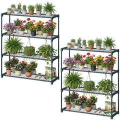 Ohuhu front view of two-pack shelves showing compact storage benefit