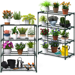 Ohuhu front view of two-pack shelves showing stable storage and organization