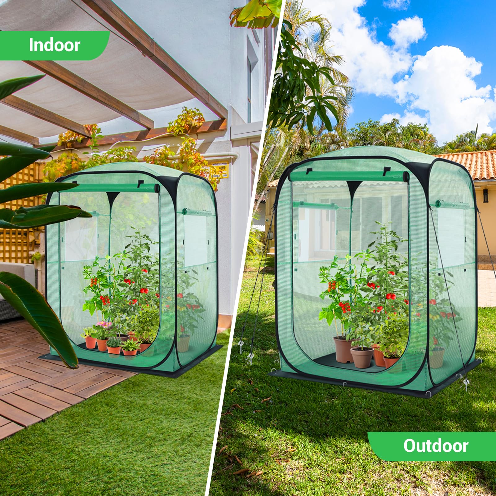 Ohuhu folded greenhouse compactly stored showing space-saving portability