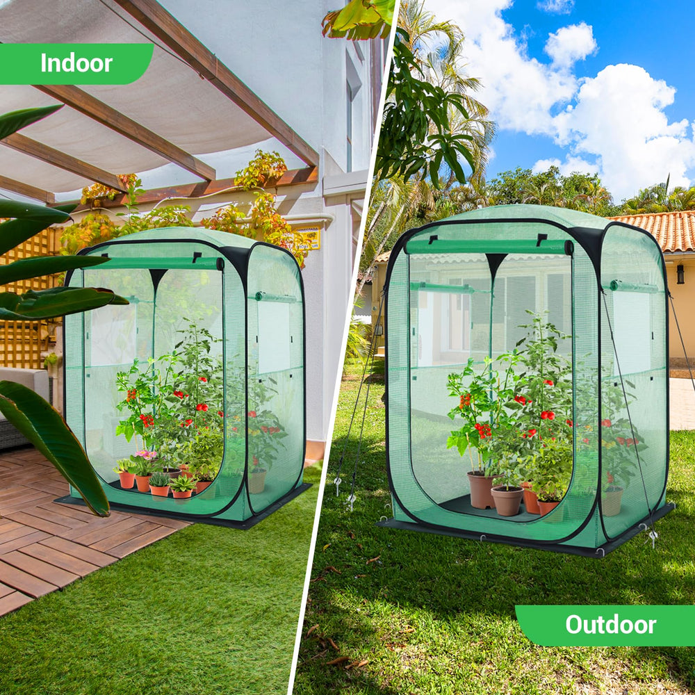 Ohuhu folded greenhouse compactly stored showing space-saving portability