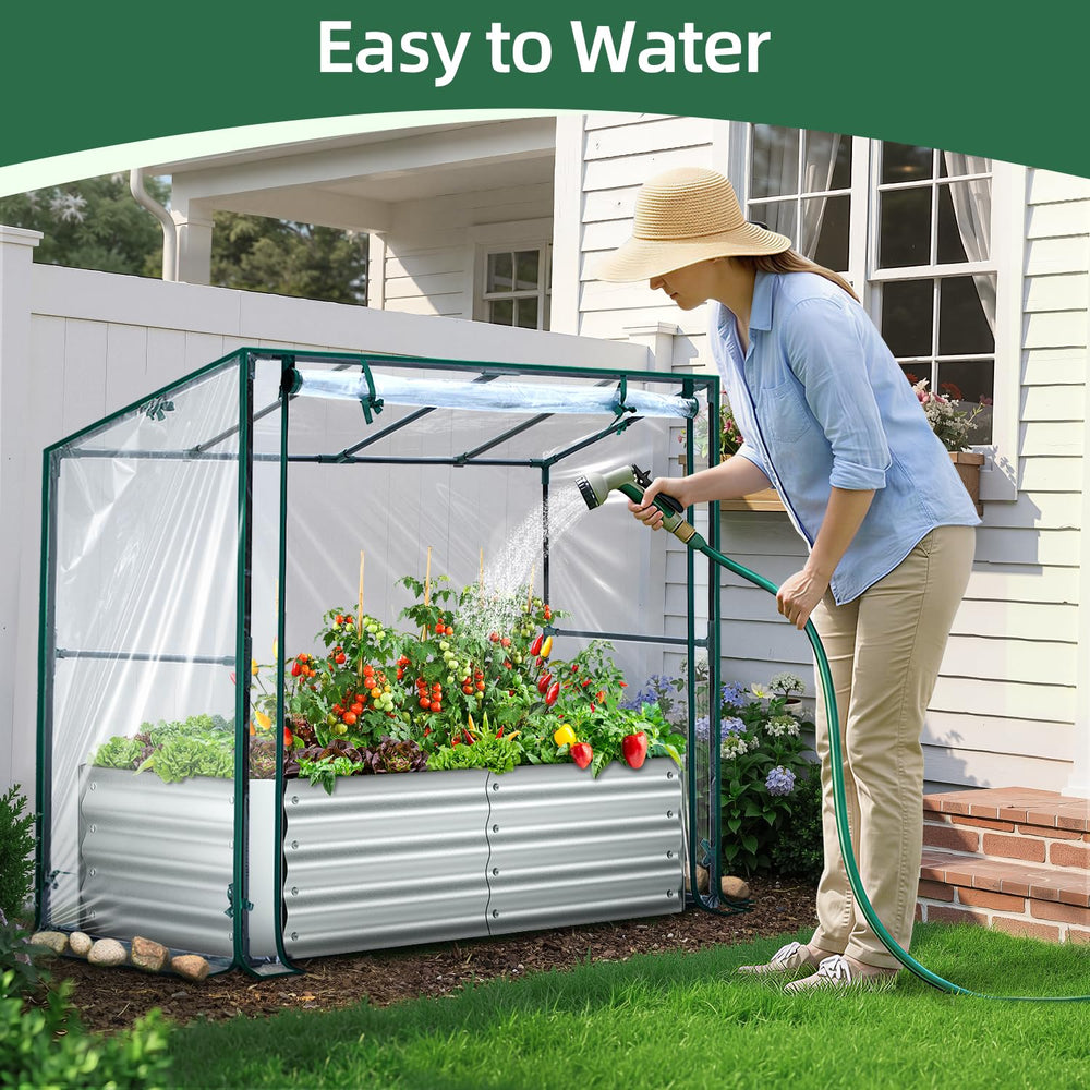 Ohuhu gardener harvesting produce, portrays easy-access growing convenience