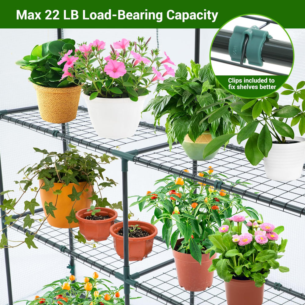 Ohuhu greenhouse on patio with potted plants demonstrating compact outdoor gardening solution
