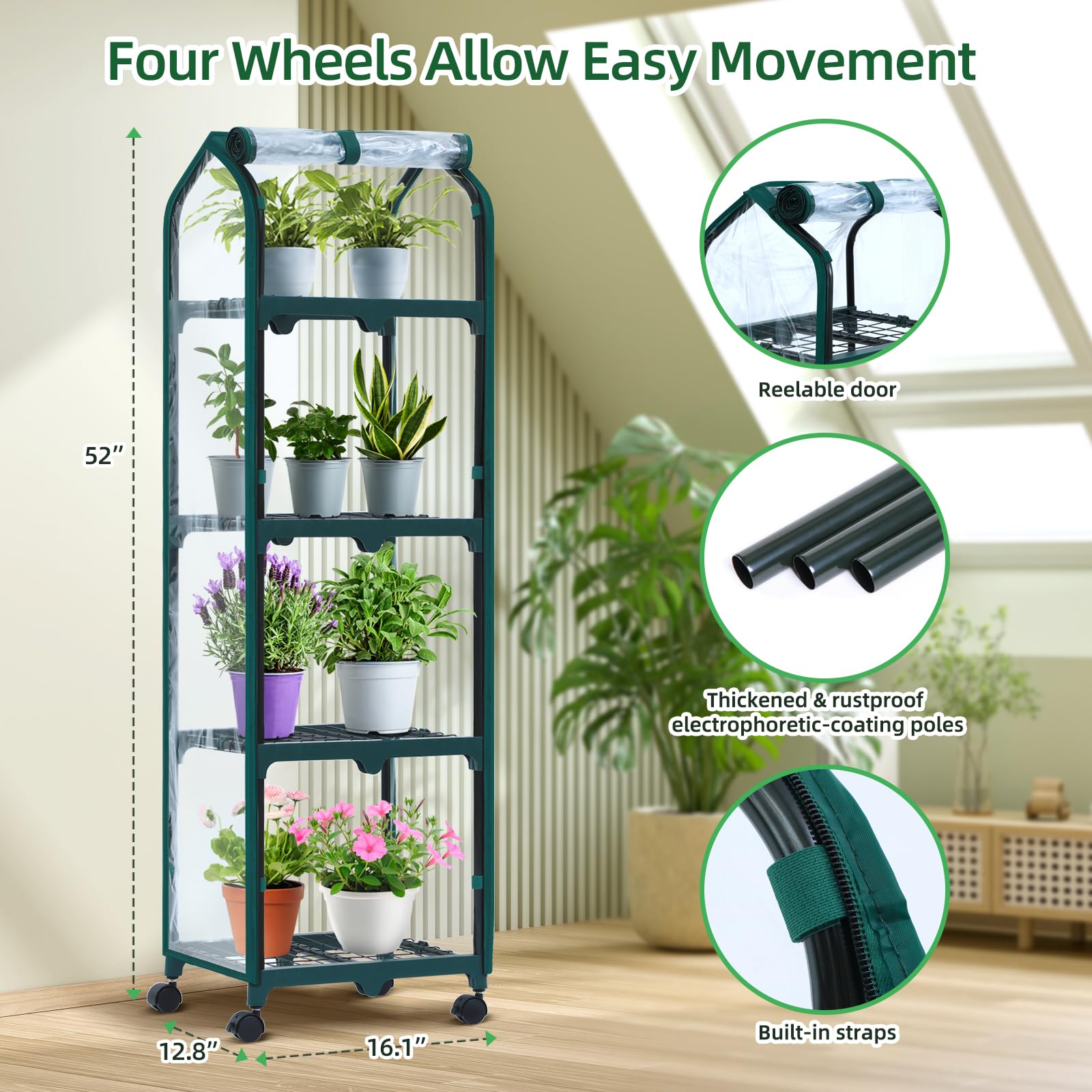 Ohuhu locking wheels and base view showing easy movement and secure wheel locks