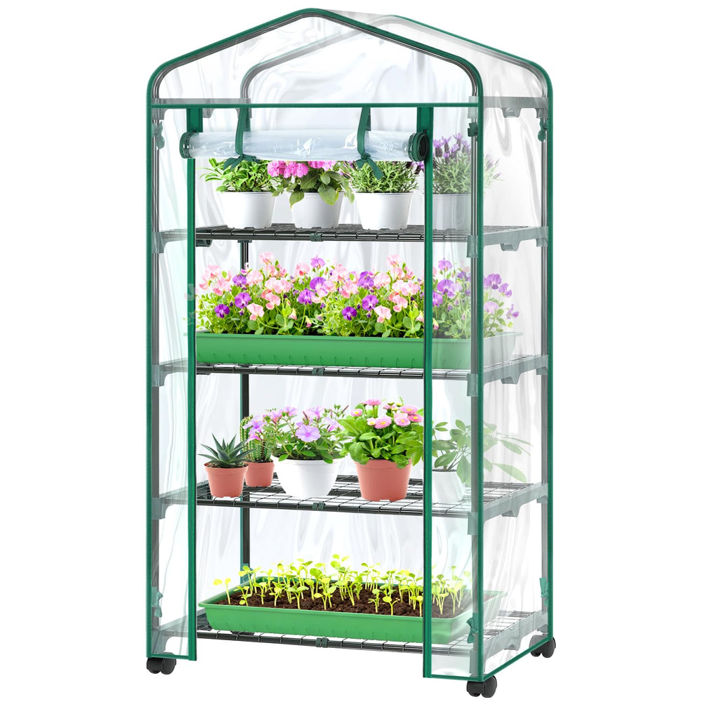 Ohuhu front view showing four-tier greenhouse for compact growing convenience