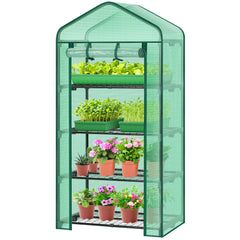 Ohuhu front view of mini greenhouse showing organized plants and protection