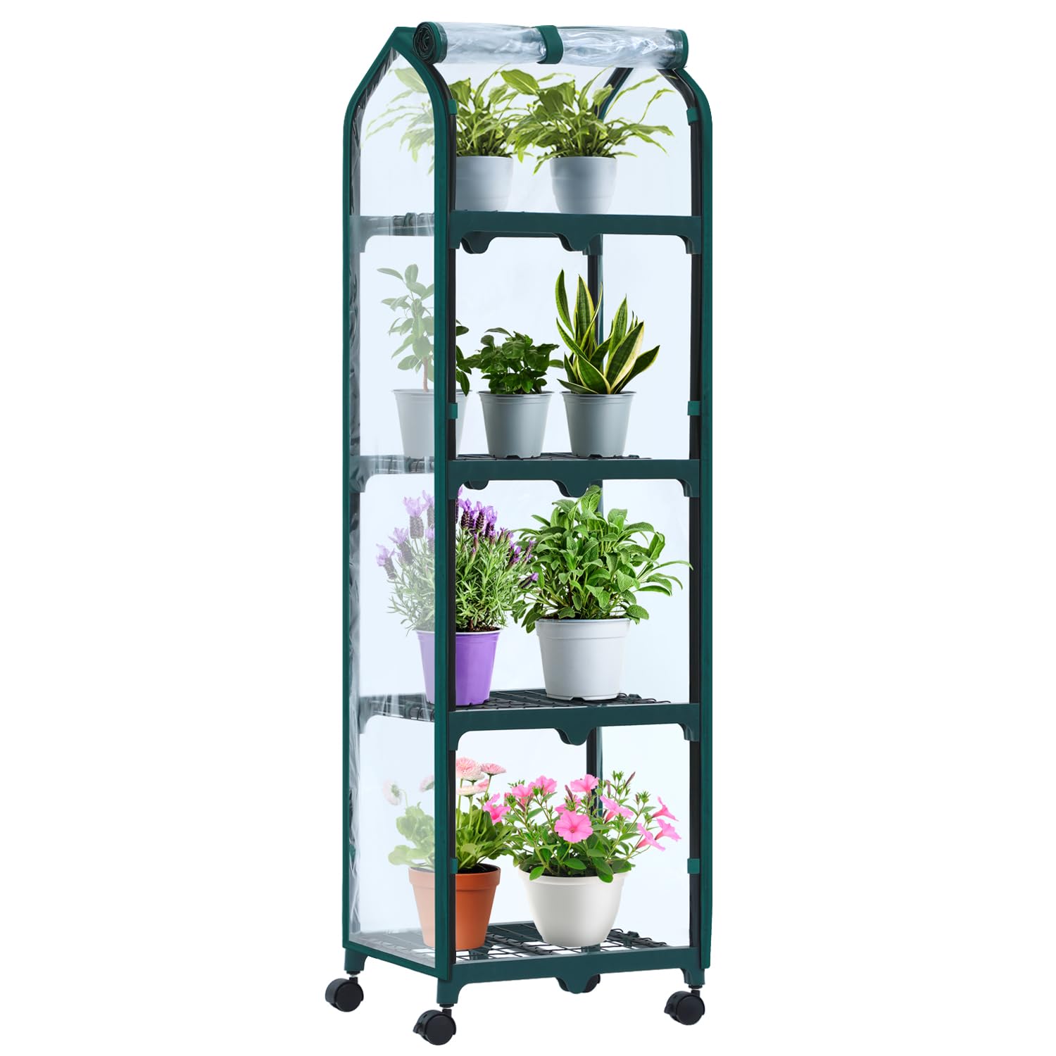 Ohuhu mini greenhouse front view showing clear cover and sturdy frame for compact protection
