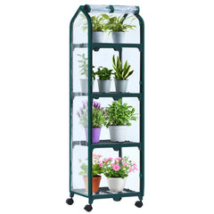 Ohuhu mini greenhouse front view showing clear cover and sturdy frame for compact protection
