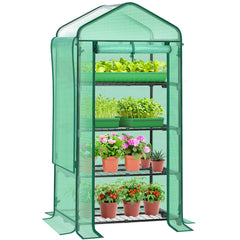 Ohuhu greenhouse front view showing compact protection and organized shelving