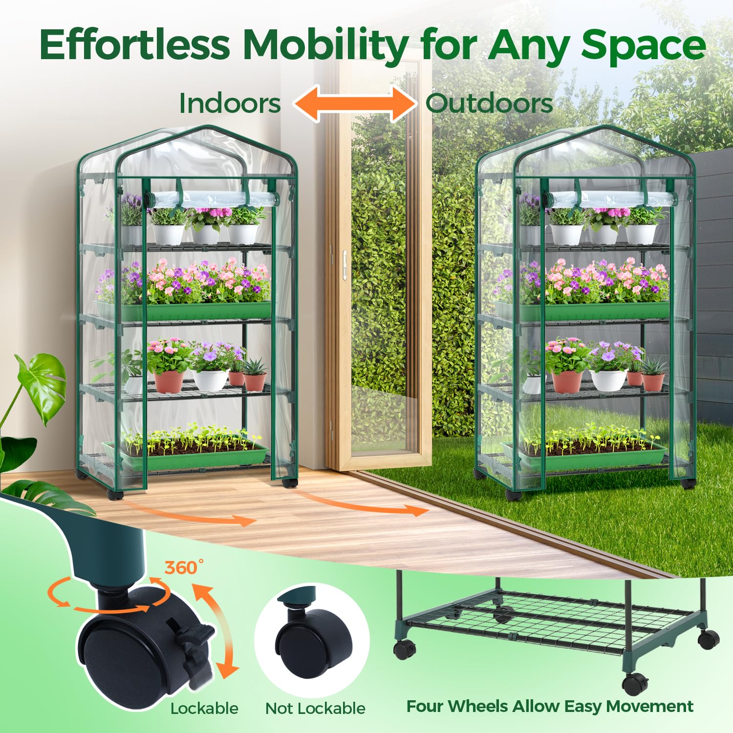 Ohuhu close-up of sturdy steel shelves illustrating secure plant support