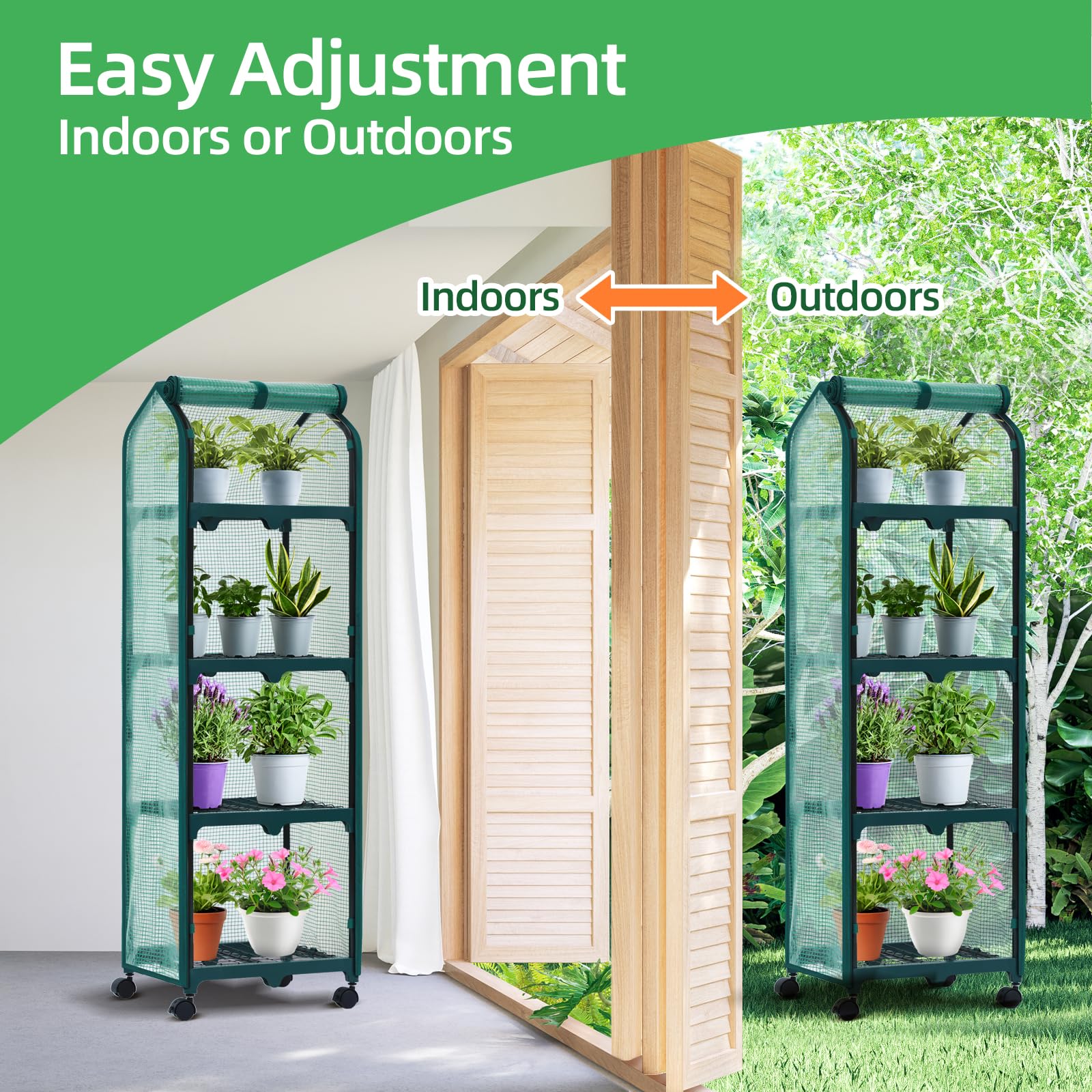 Ohuhu zippered roll-up door open for ventilation and easy access