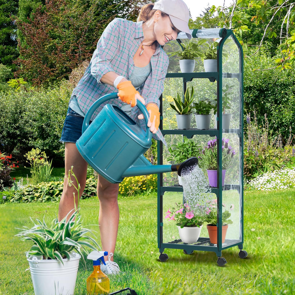 Ohuhu outdoor balcony setup with greenhouse adding tidy protection and decorative greenery