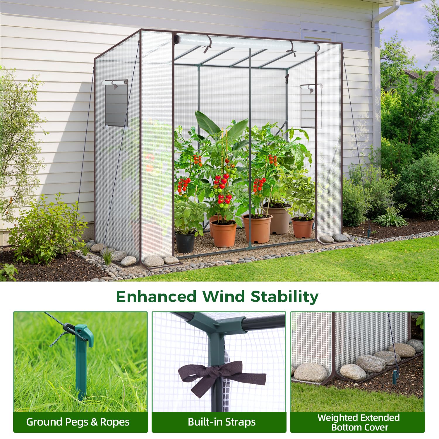 Ohuhu roll-up zippered door open showing easy access and ventilation control