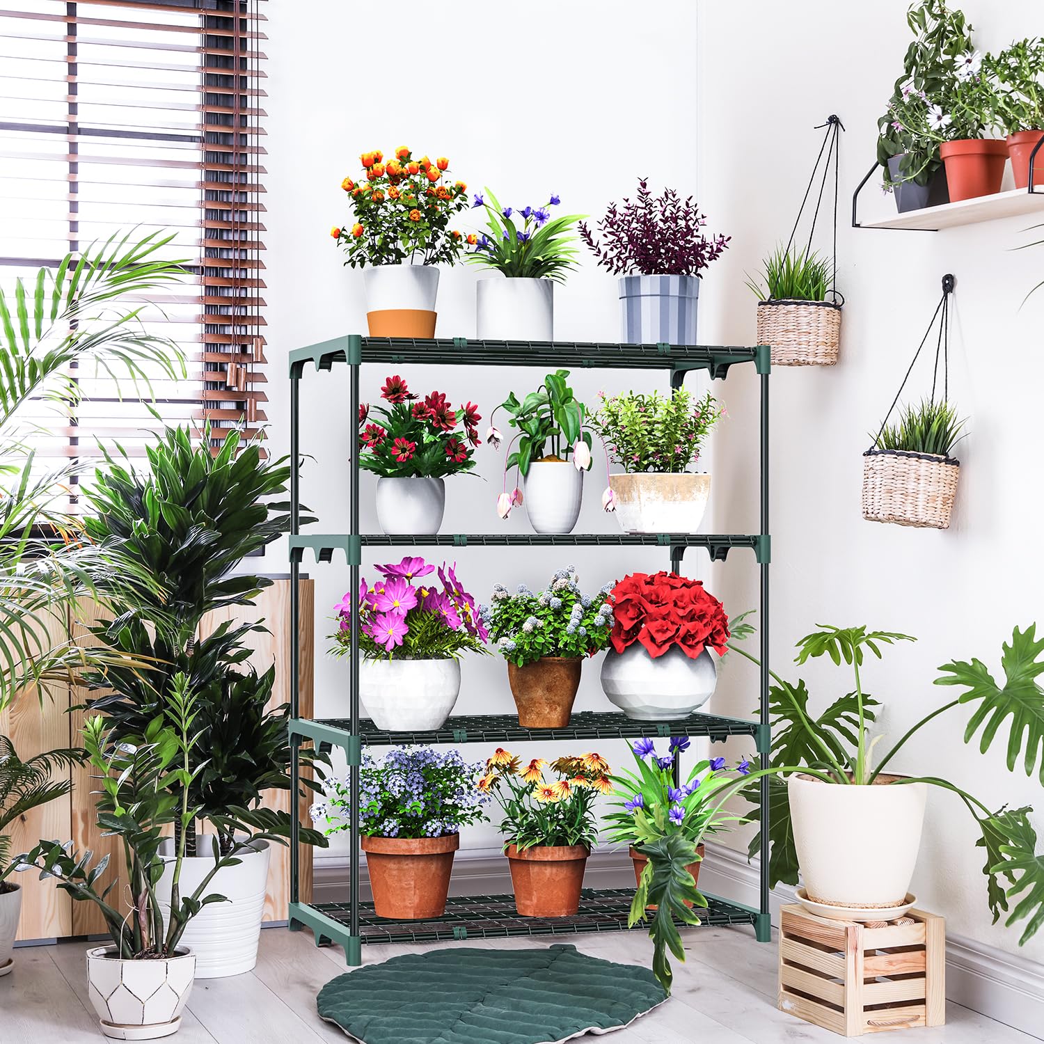 Ohuhu shelf next to a pot for scale showing compact footprint advantage
