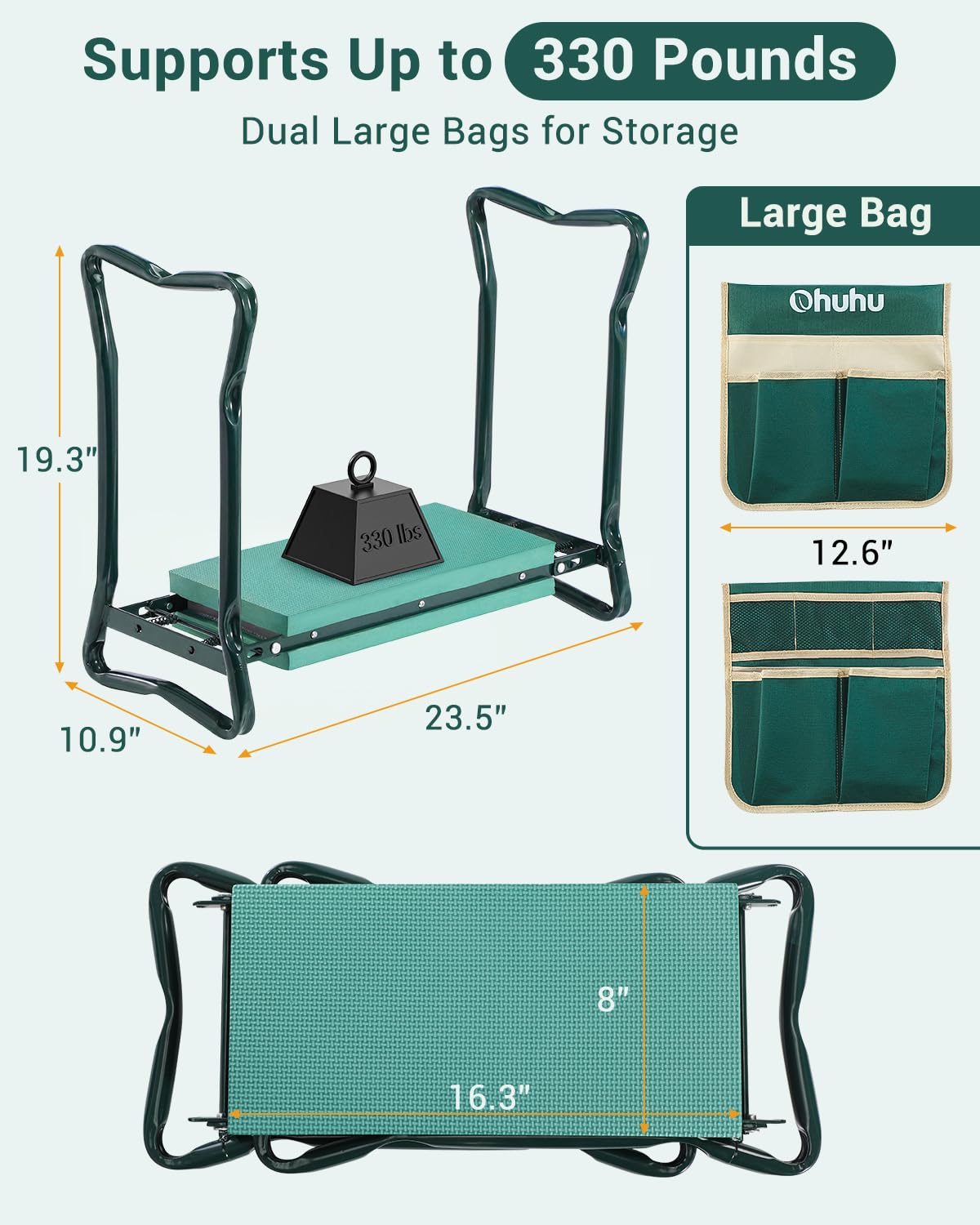 Ohuhu side profile of seat in use demonstrating stable support while sitting