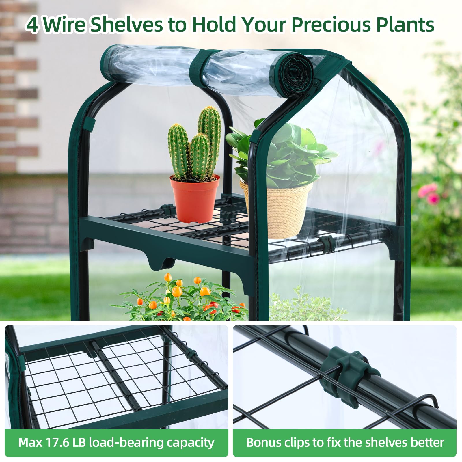 Ohuhu size scale with common plant pots showing shelf dimensions and capacity