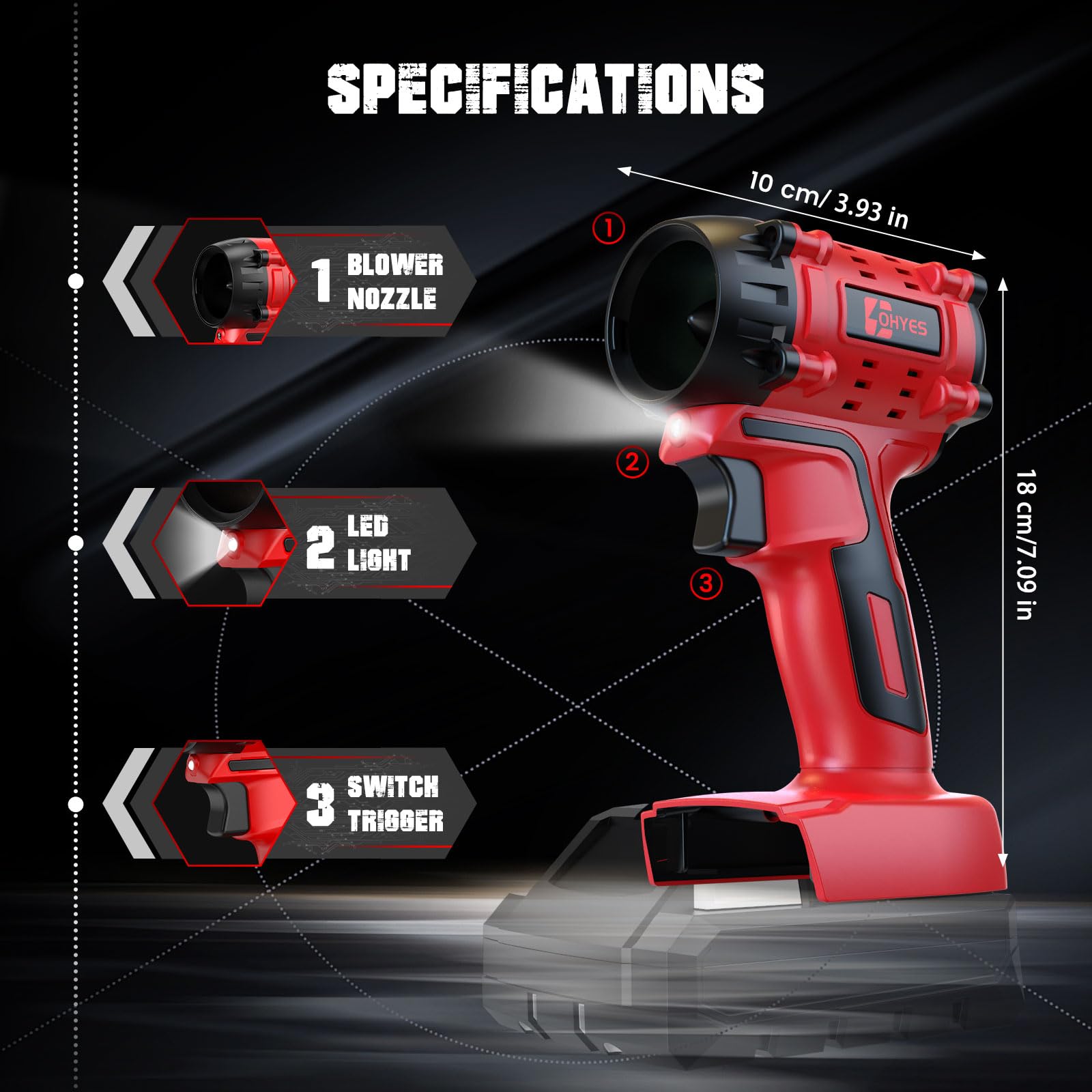 ohyes close-up of precision nozzle for focused cleaning in tight spaces