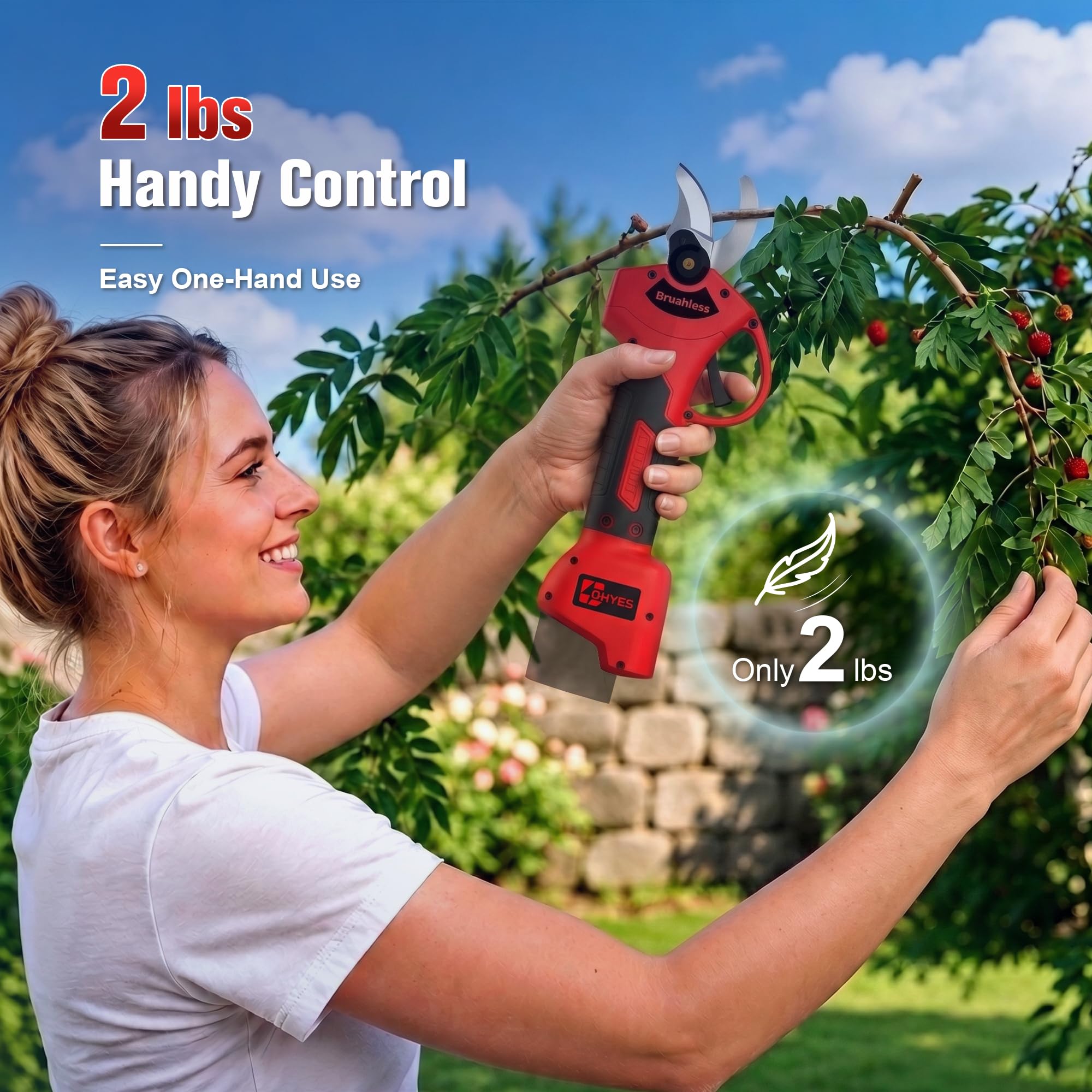 ohyes pruning shears ergonomic handle closeup reducing user fatigue and strain