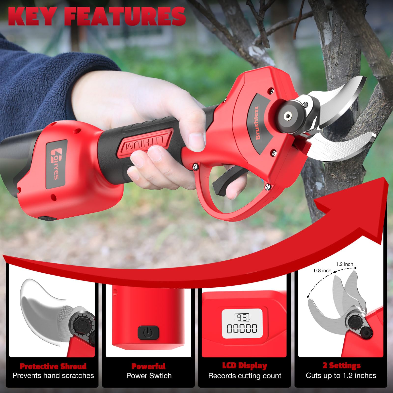 ohyes pruning shears next to ruler for scale demonstrating compact size
