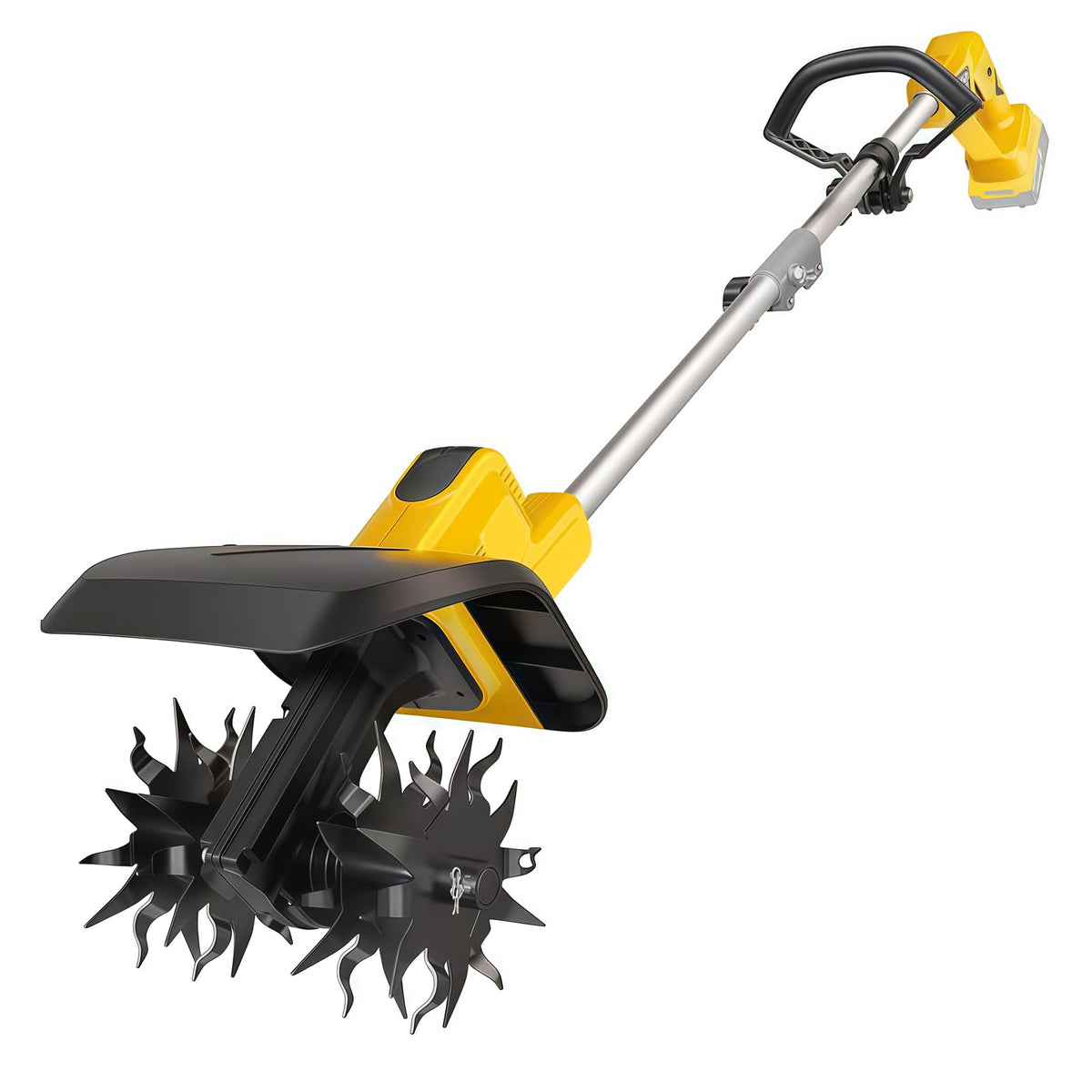 OihPar front view of cordless tiller showing compact design and portability