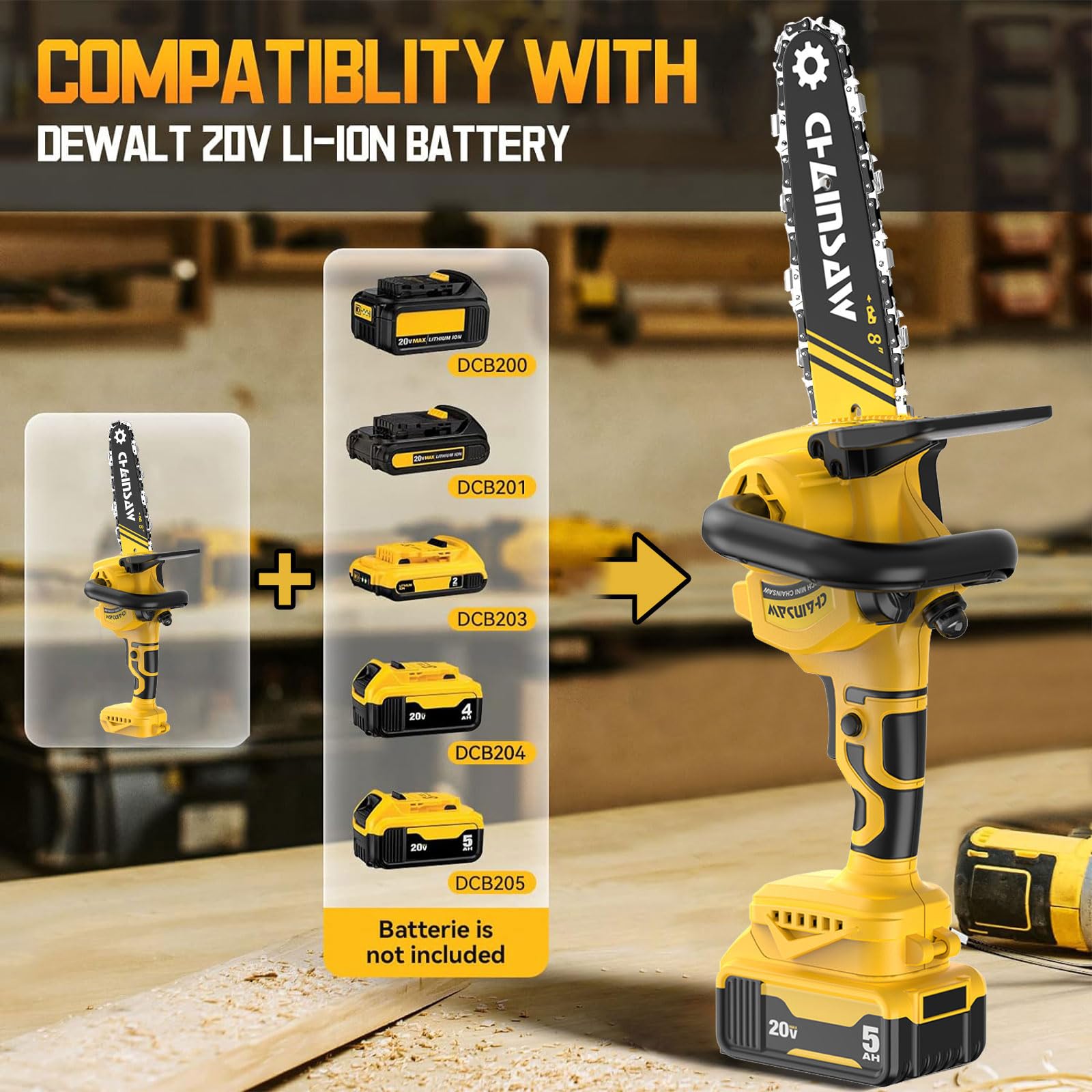 OihPar handheld chainsaw in use trimming lower branch for precise control