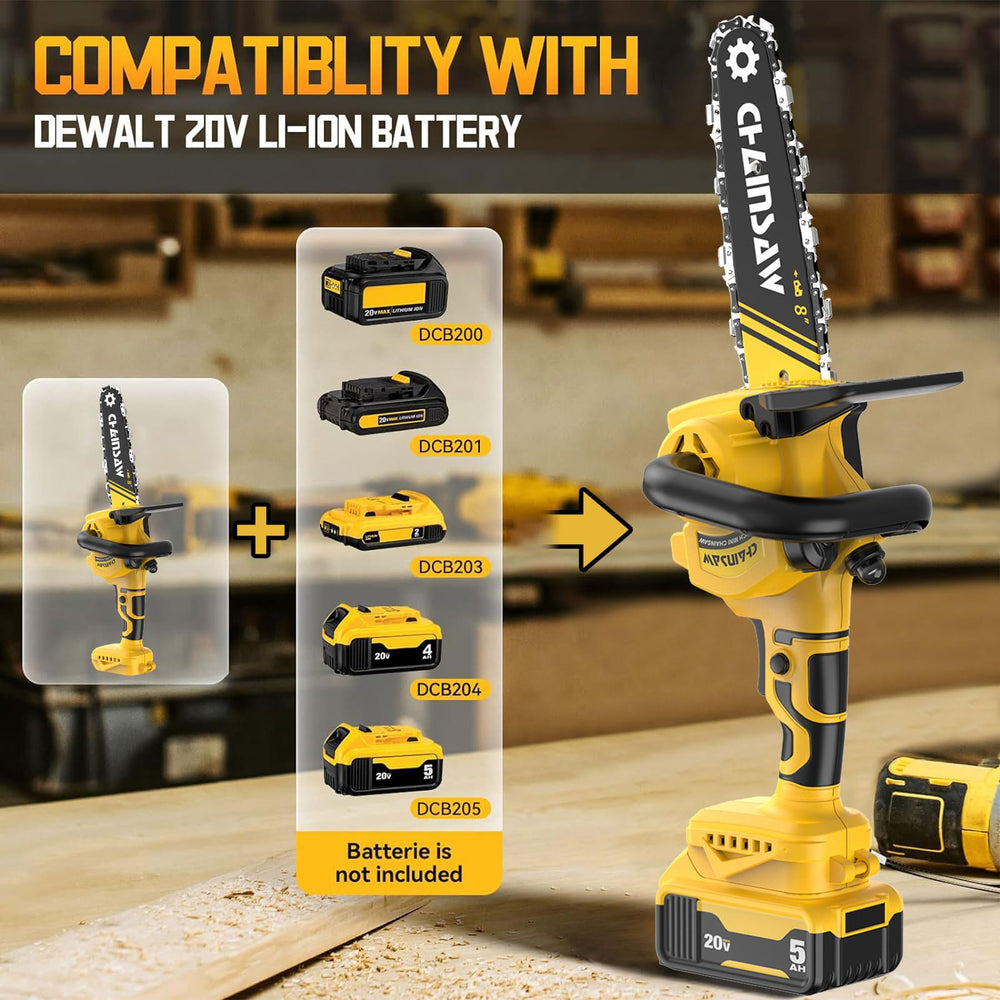OihPar handheld chainsaw in use trimming lower branch for precise control