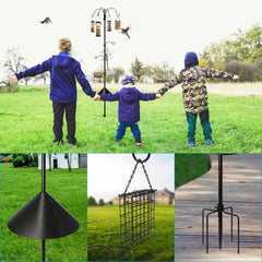 Ointo Garden detailed top hooks holding tube feeder enabling varied bird species feeding