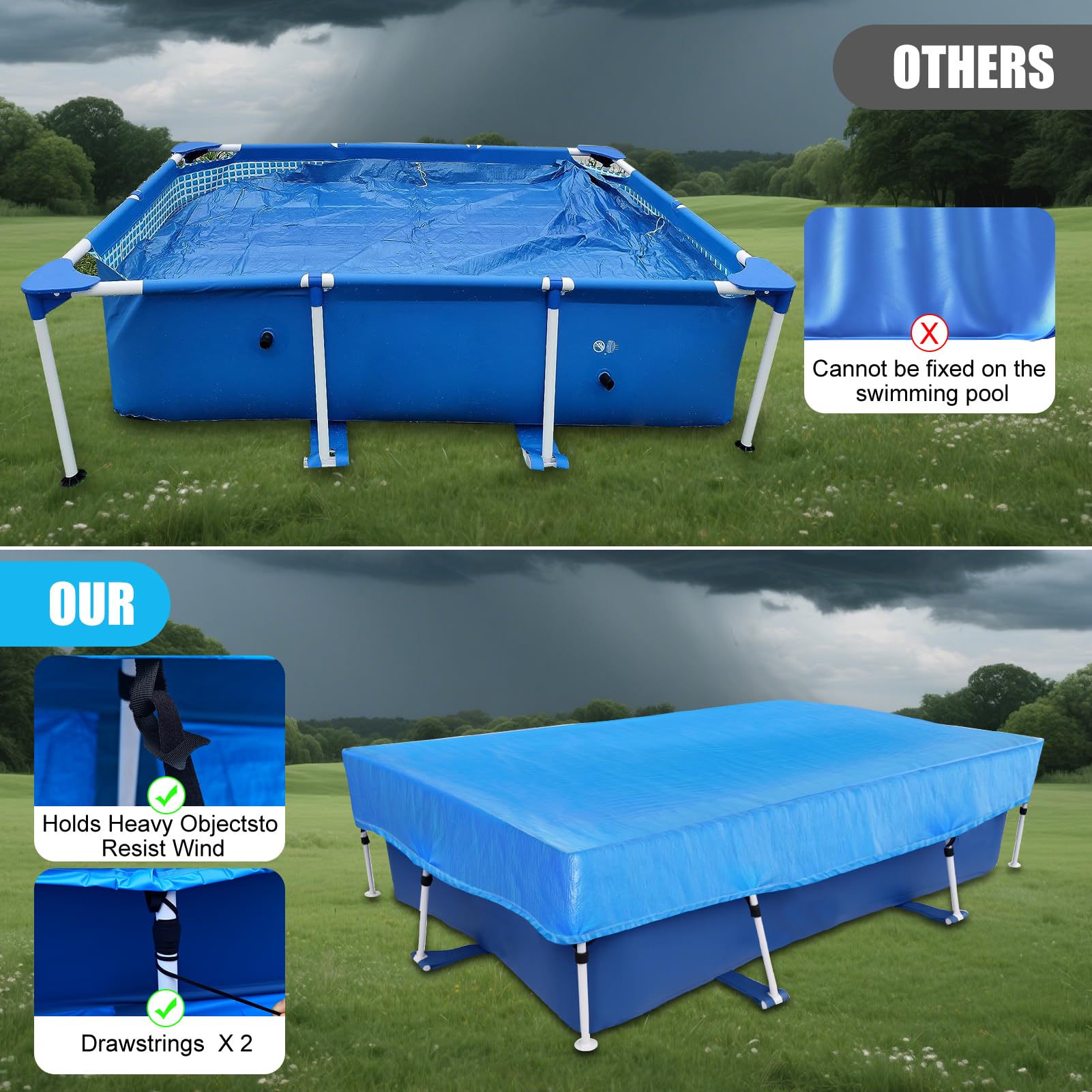 OIOYLEY cover installed on above-ground pool protecting water from debris