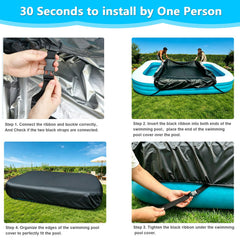 OIOYLEY cover in use on inflatable pool keeping debris out effectively