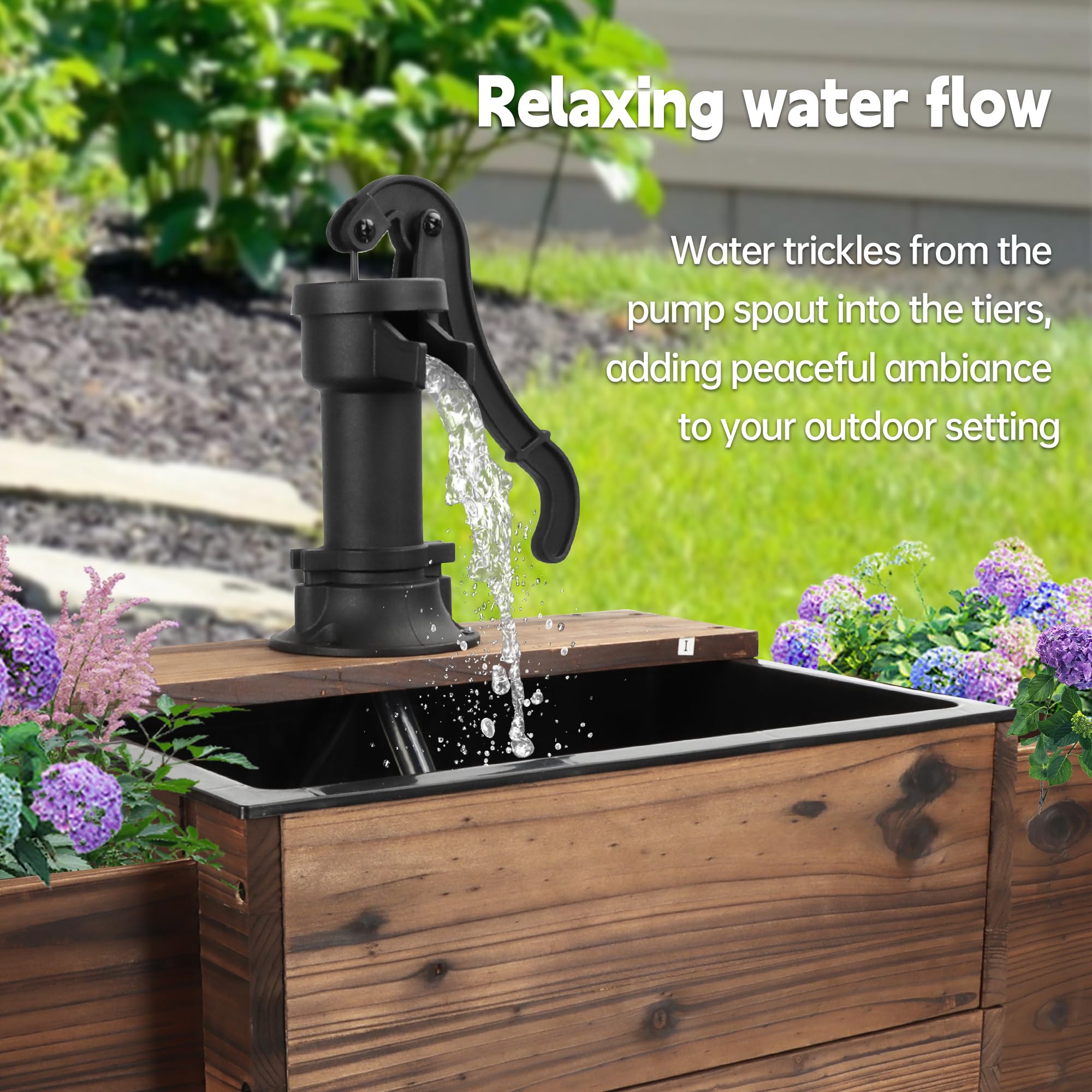 OIPRTGFJ water flowing from fountain top creating soothing sound and visual motion