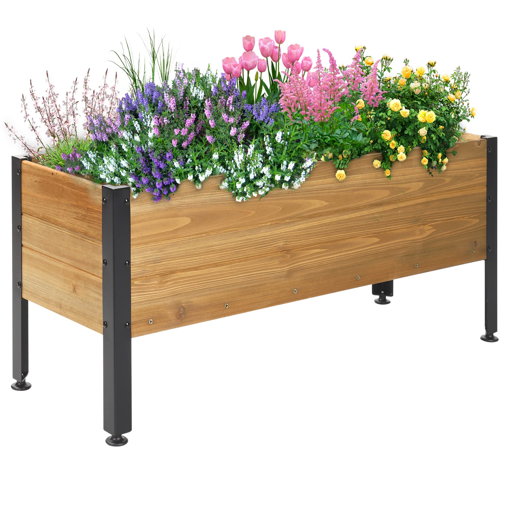 OIPRTGFJ front view showing raised wood planter durable outdoor use