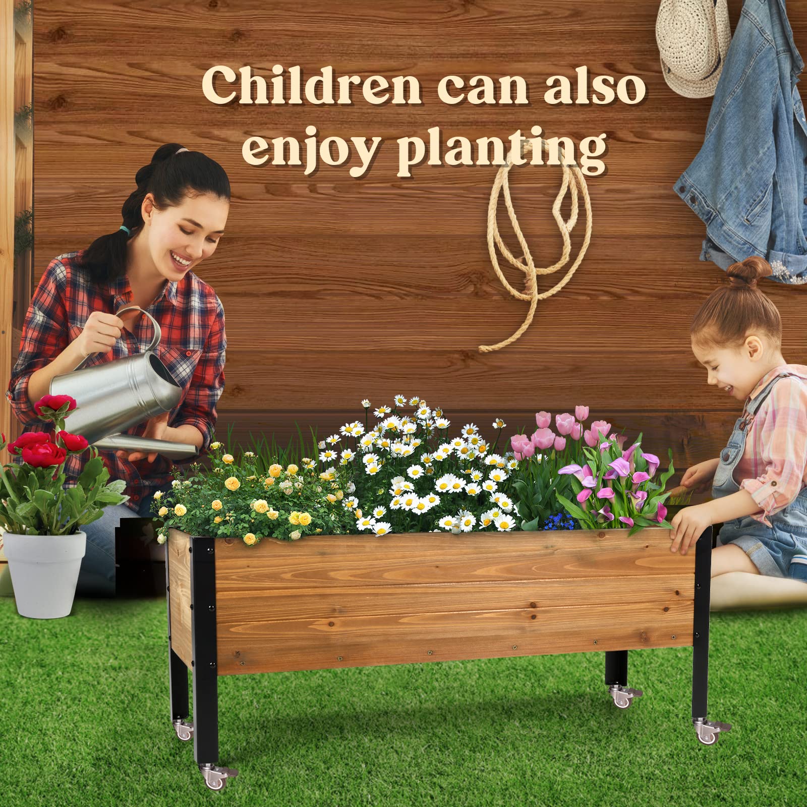 OIPRTGFJ removable non-woven liner with soil ready for planting saves mess and protects wood