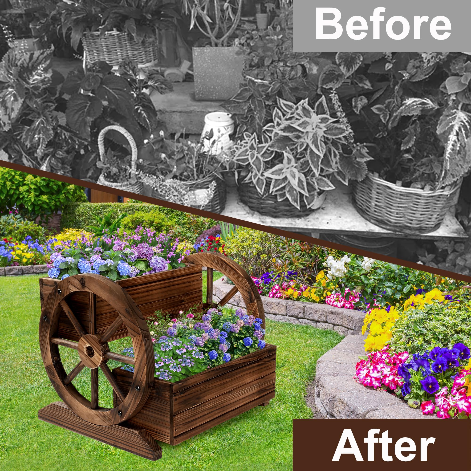 OIPRTGFJ planter filled with colorful flowers on a patio creating an eye-catching focal point