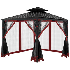 OIPUNSHLE front panel on gazebo showing full red enclosure and ventilation benefit
