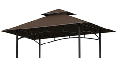 OIPUNSHLE front view of brown canopy showing full 5x8 coverage and weather protection