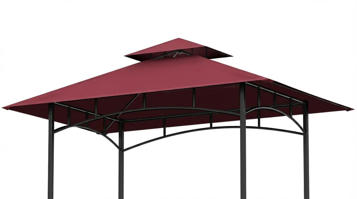 OIPUNSHLE front view red canopy restoring outdoor shade and protection