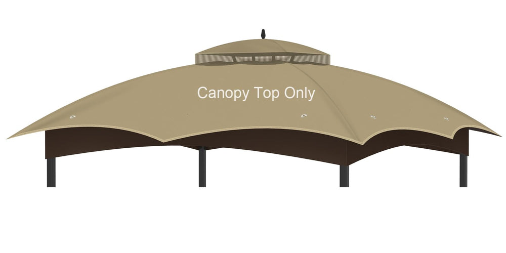 OIPUNSHLE gazebo front view khaki showing full coverage and improved shade