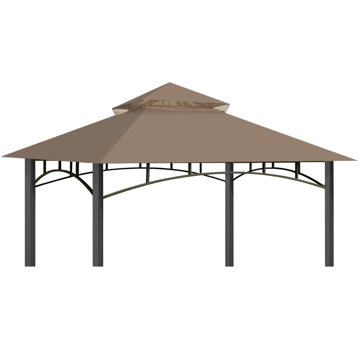 OIPUNSHLE front view khaki canopy showing full coverage and weather protection