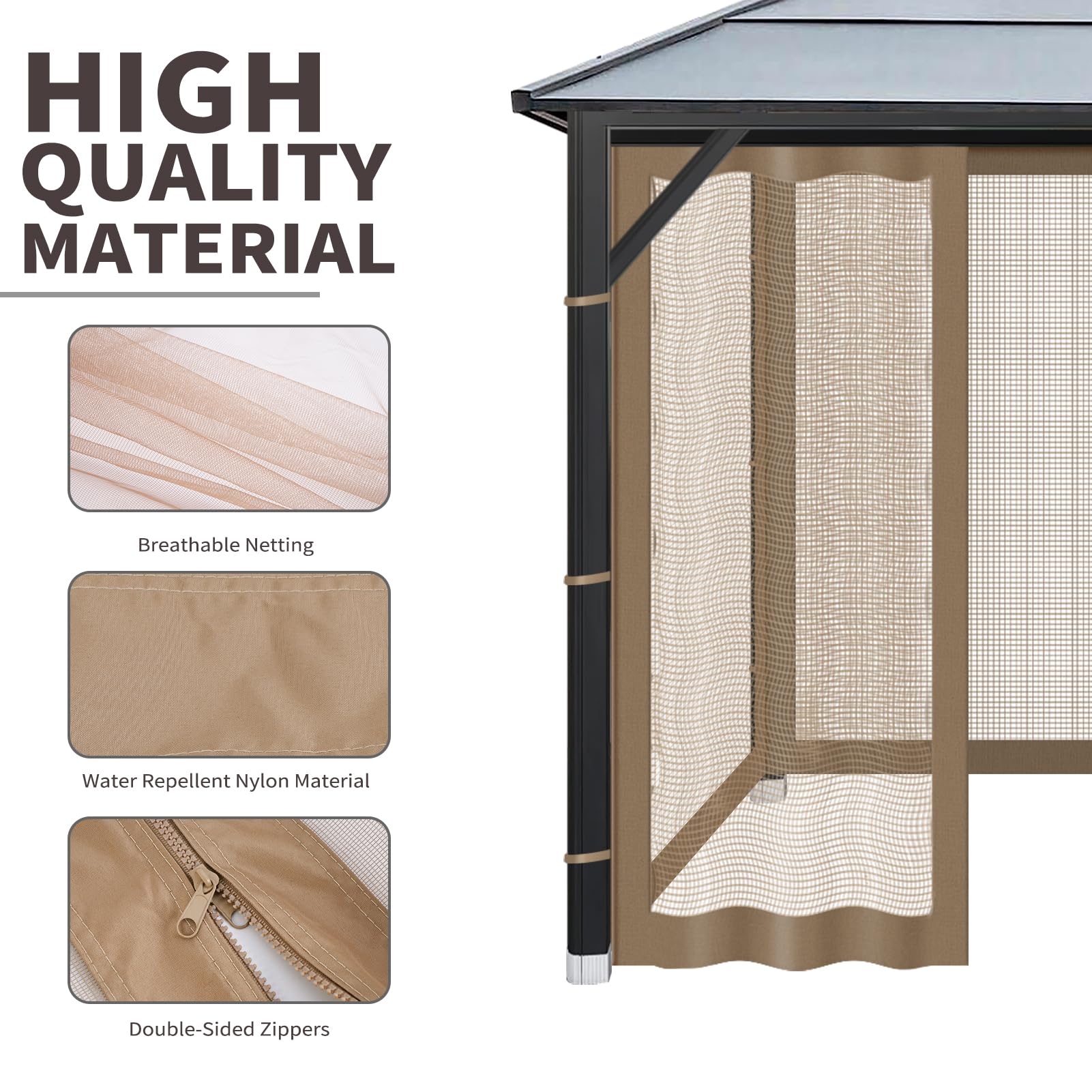 OIPUNSHLE fine polyester mesh close-up demonstrating breathability and insect barrier