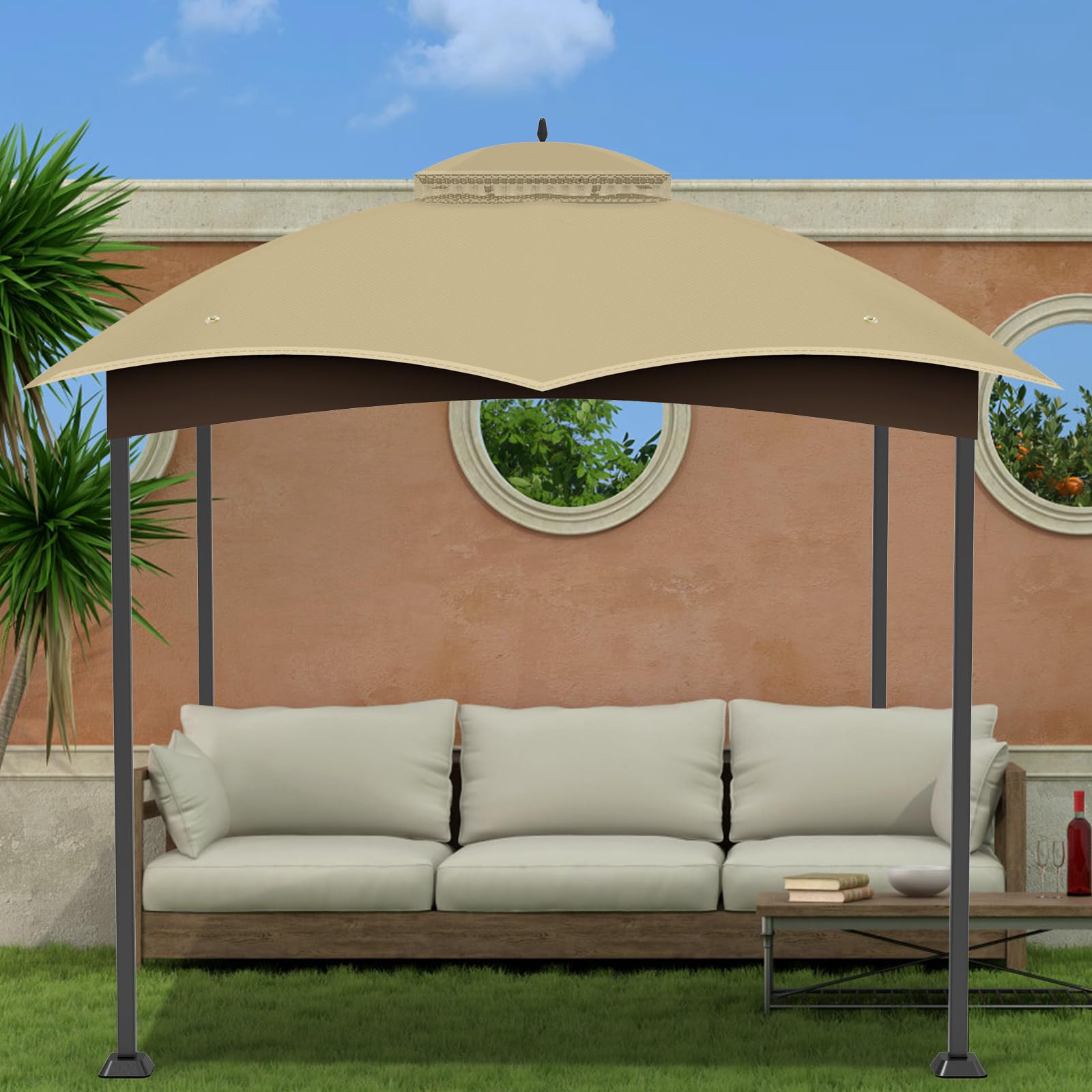 OIPUNSHLE canopy next to chair showing 10x12 scale and proper fit