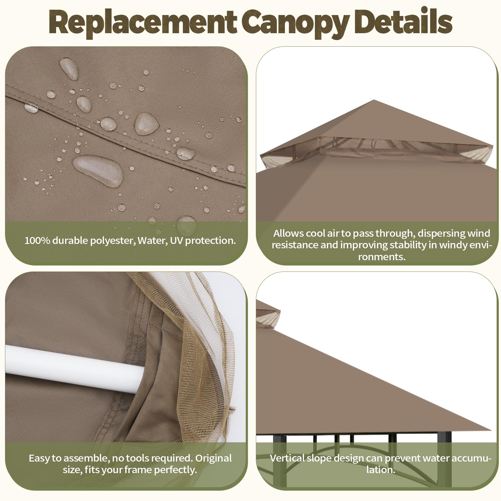 OIPUNSHLE close fabric texture showing waterproof, UV-resistant polyester benefit