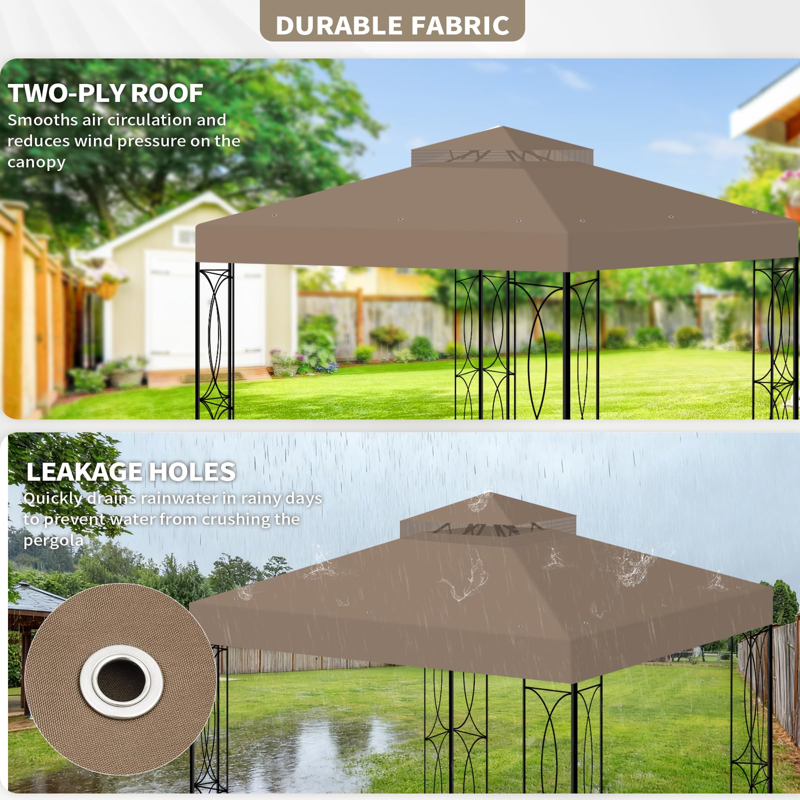 OIPUNSHLE canopy installed on gazebo in backyard providing shaded seating benefit