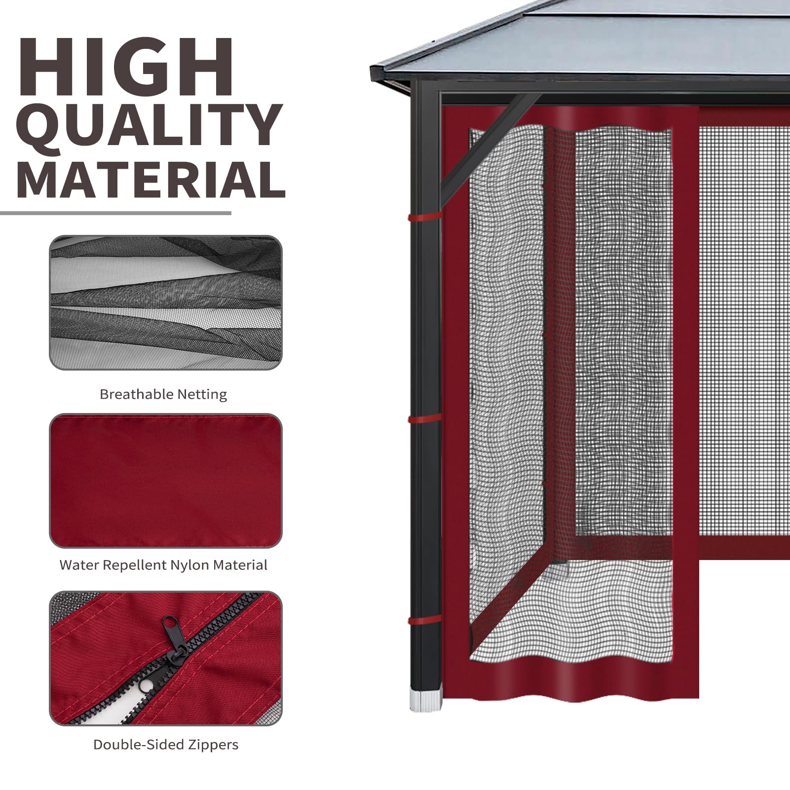 OIPUNSHLE netting installed on gazebo in backyard showing comfortable outdoor use