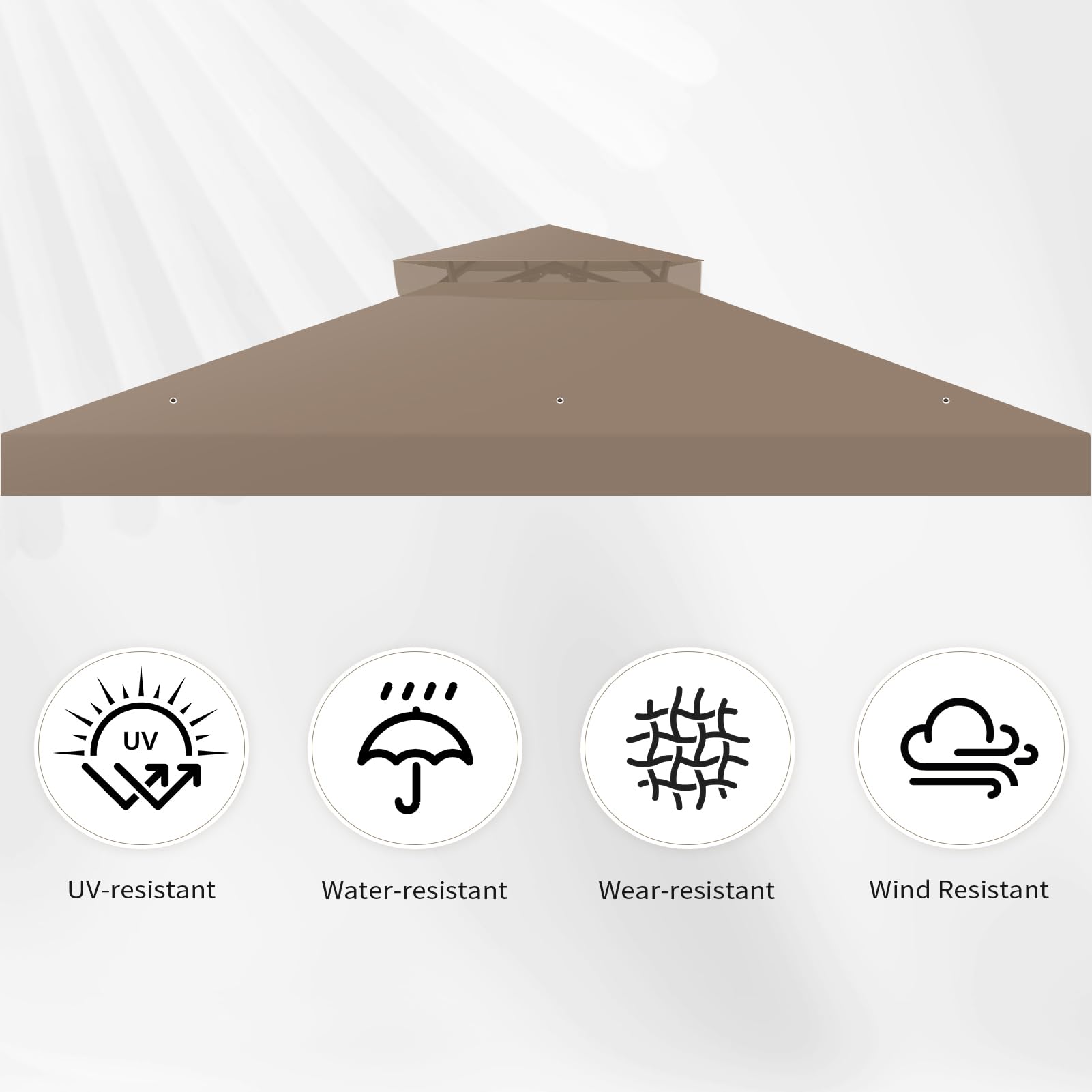 OIPUNSHLE double-tier vent detail illustrating improved airflow and cooler shelter