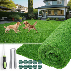 Oiyeefo front view of turf rug showing compact packaging and ready-to-install benefit