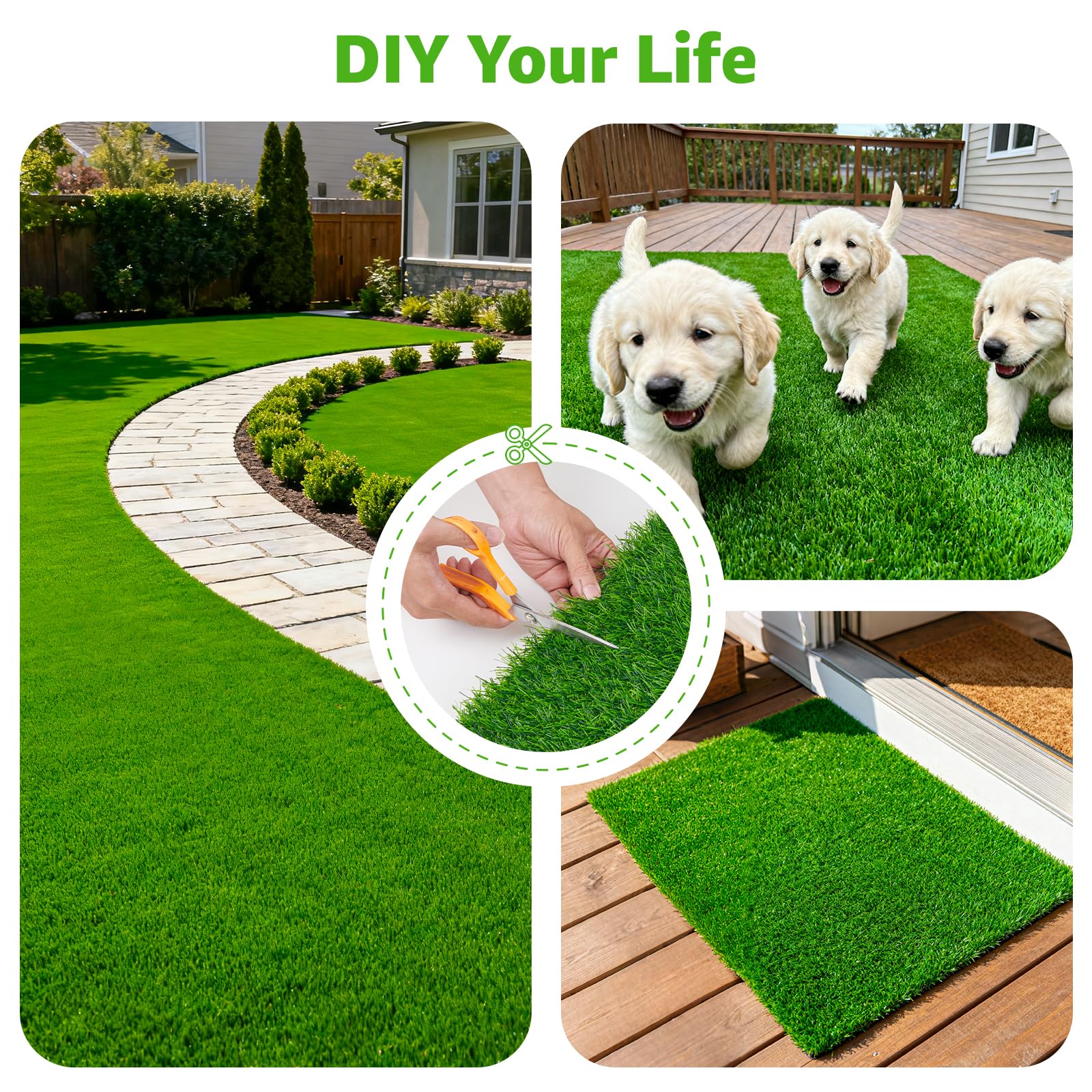 Oiyeefo turf next to measuring tape illustrating true 5x10FT size for planning
