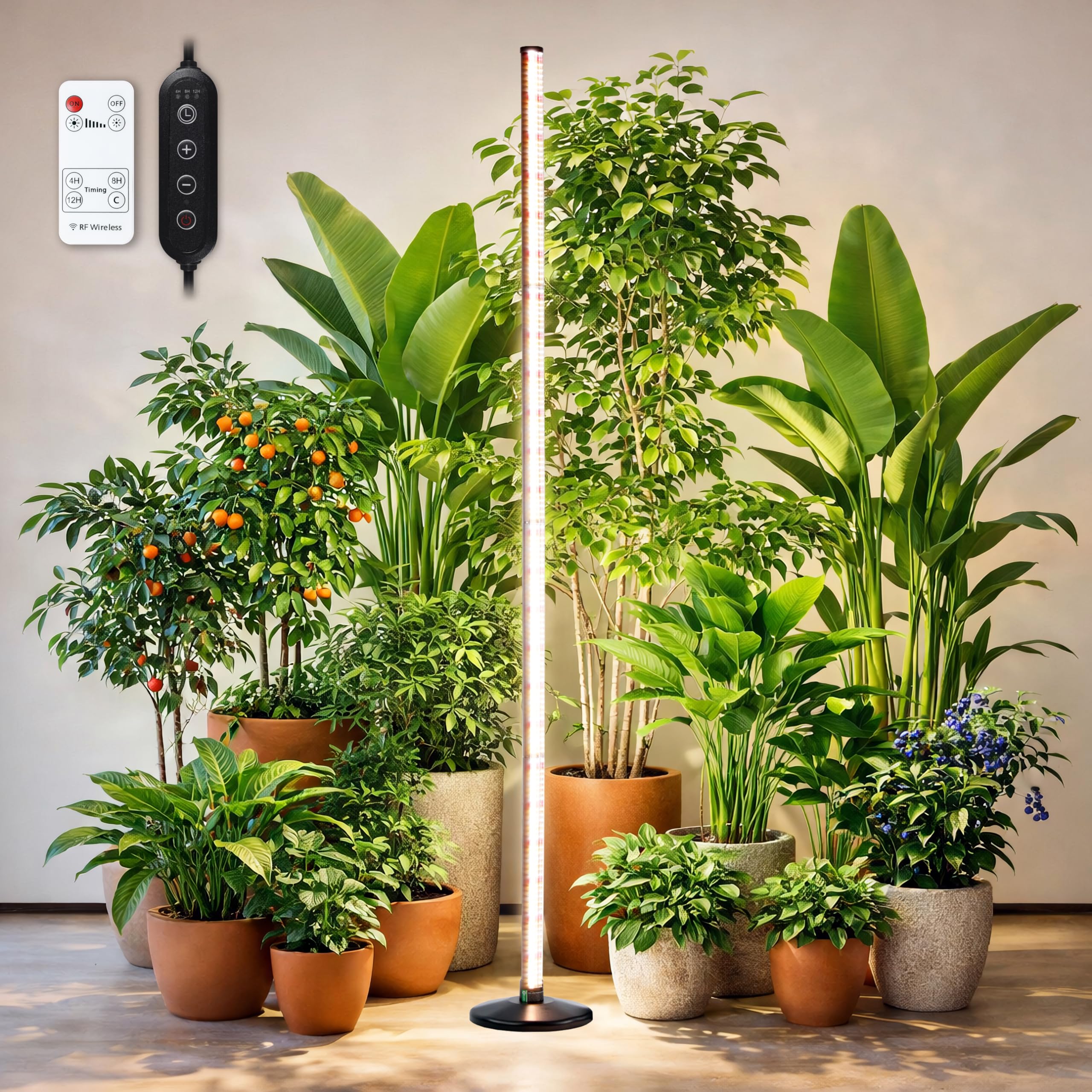 Oizuon front view of standing grow light showing sleek design and stability