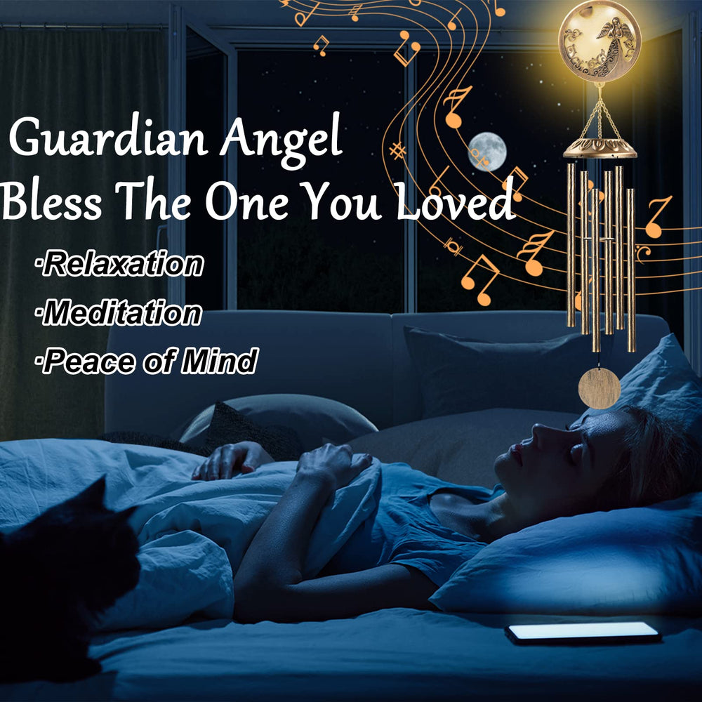 OKAIMEIMEIO angel-printed wind catcher detail symbolizing remembrance and comfort