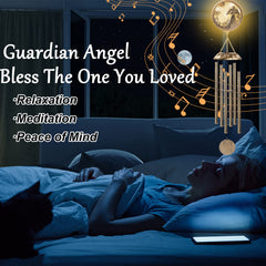 OKAIMEIMEIO angel-printed wind catcher detail symbolizing remembrance and comfort