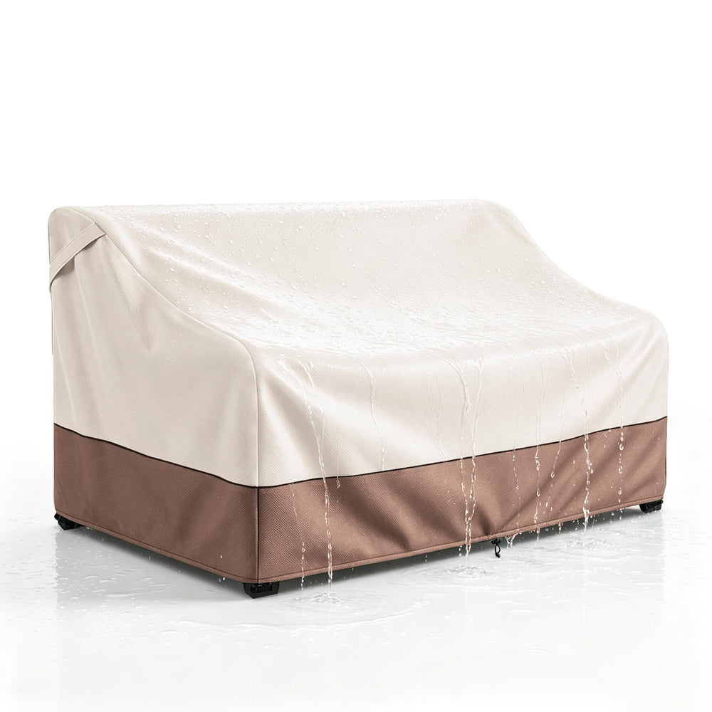 okcool front view of full cover protecting loveseat, shows complete protection benefit